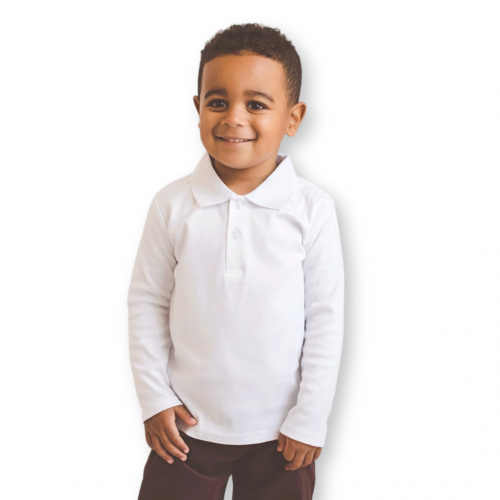 Blank Boy's Long Sleeve Polo Style Collared Shirt